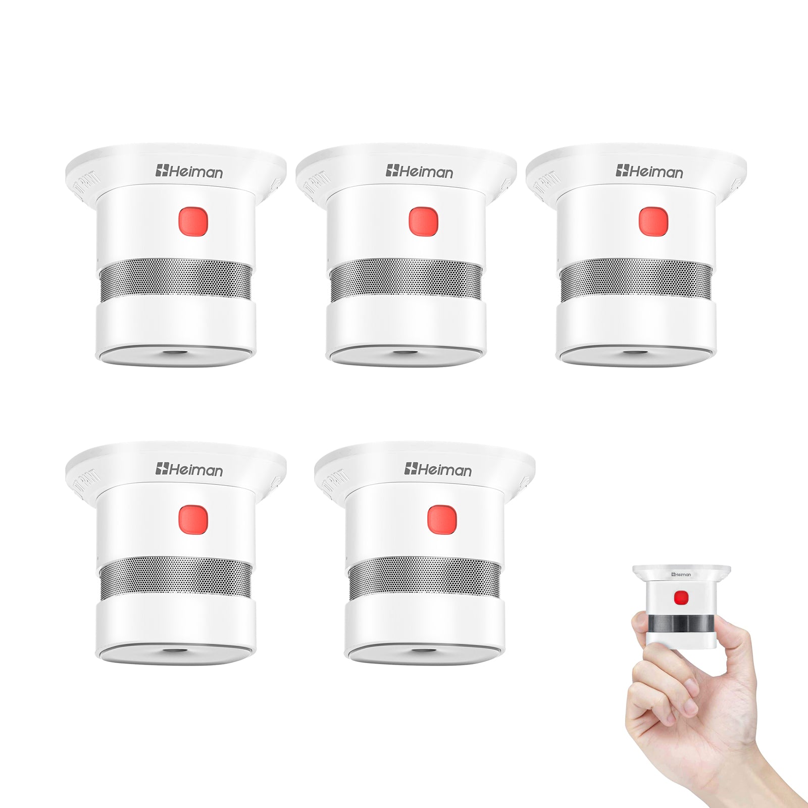 Detectores de Humo HEIMAN, Detector de Humo Interconectado a Pilas, Certificado UL 2034 5th, Alarma CO Inalámbrica Pequeña Mini para Hogar Alquiler Apartamento/C1-R 1 Pack