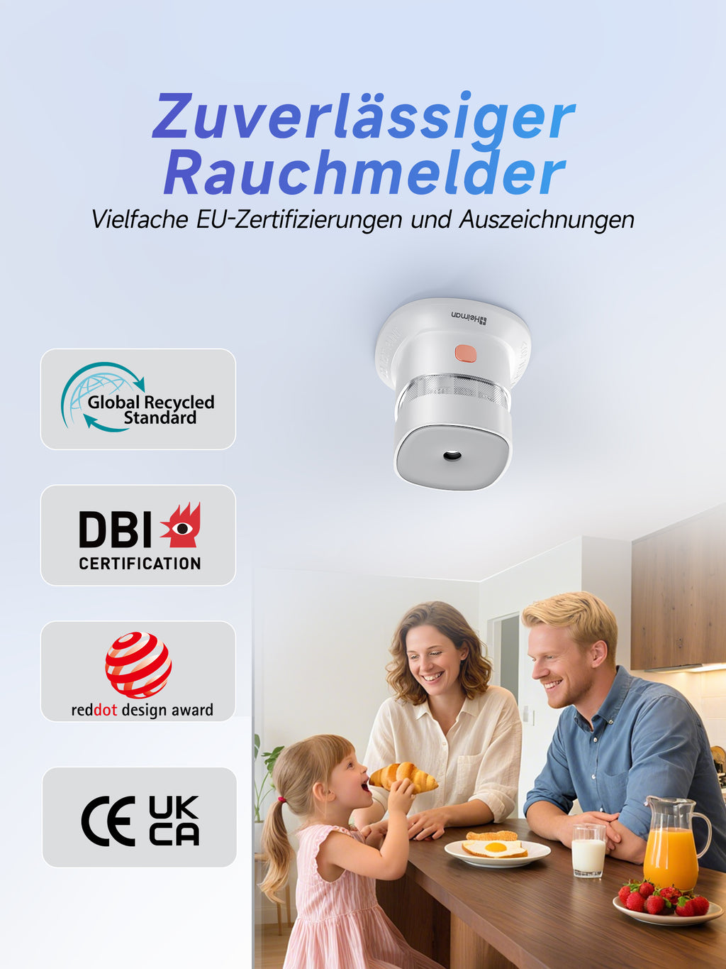 Detectores de Humo HEIMAN, Detector de Humo Interconectado a Pilas, Certificado UL 2034 5th, Alarma CO Inalámbrica Pequeña Mini para Hogar Alquiler Apartamento/C1-R 1 Pack